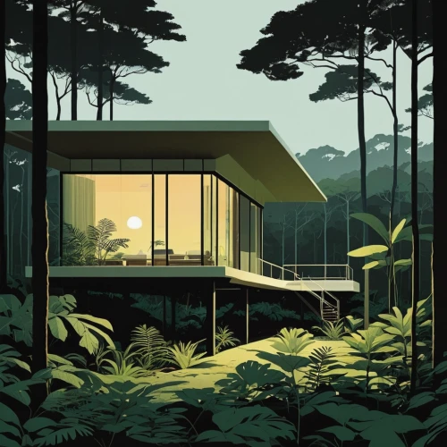 house in the forest,mid century house,dunes house,mid century modern,tropical house,house in mountains,cubic house,home landscape,frame house,mid century,modern house,house in the mountains,timber house,futuristic landscape,futuristic architecture,green living,modern architecture,holiday home,palm house,summer house,Illustration,Vector,Vector 10