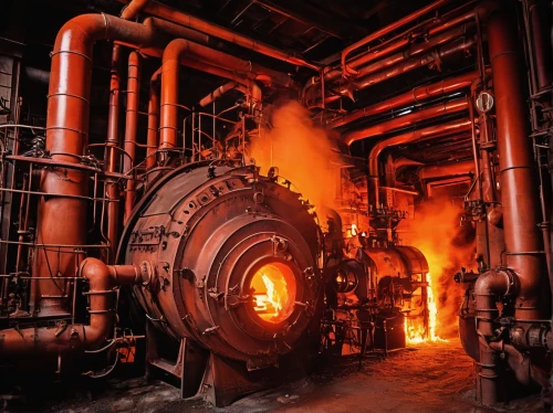 combined heat and power plant,gas compressor,metallurgy,steelworker,steel mill,heavy water factory,pressure pipes,molten metal,furnace,industrial plant,thermal power plant,industrial tubes,smelting,the boiler room,hot source,engine room,distillation,pipes pumping,iron pipe,petrochemical,Illustration,Realistic Fantasy,Realistic Fantasy 02