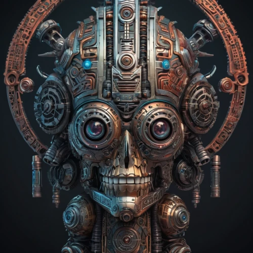 steampunk gears,steampunk,mechanical,aztec,endoskeleton,biomechanical,cog,cyborg,scrap sculpture,robot icon,clockmaker,cybernetics,calavera,machine,cogs,clockwork,robot eye,bot,day of the dead frame,mecha,Conceptual Art,Sci-Fi,Sci-Fi 03