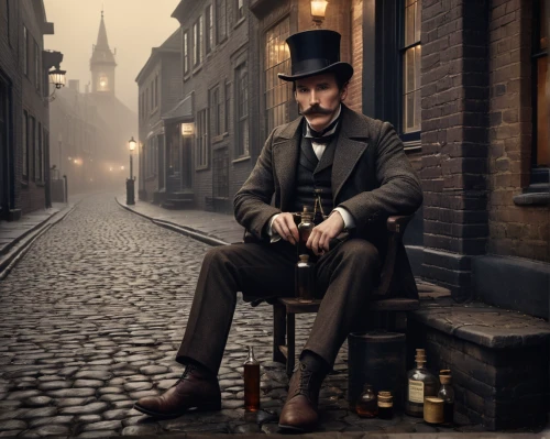 stovepipe hat,gentlemanly,cordwainer,bowler hat,english whisky,aristocrat,pipe smoking,victorian style,watchmaker,the victorian era,sherlock holmes,scotch whisky,holmes,single malt scotch whisky,scotsman,redbreast,steampunk,victorian,single malt whisky,chivas regal,Conceptual Art,Daily,Daily 32