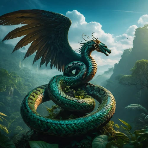 wyrm,green dragon,basilisk,serpent,dragon of earth,black dragon,chinese dragon,painted dragon,dragon li,fantasy picture,quetzal,forest dragon,flying snake,emperor snake,dragon,fantasy art,golden dragon,emerald lizard,dragon design,world digital painting,Photography,General,Fantasy