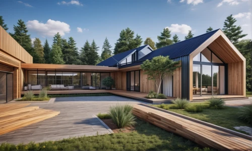 timber house,eco-construction,3d rendering,wooden house,grass roof,log home,modern house,inverted cottage,house in the forest,prefabricated buildings,mid century house,wooden decking,folding roof,roof landscape,log cabin,modern architecture,dunes house,cubic house,smart house,smart home,Photography,General,Realistic