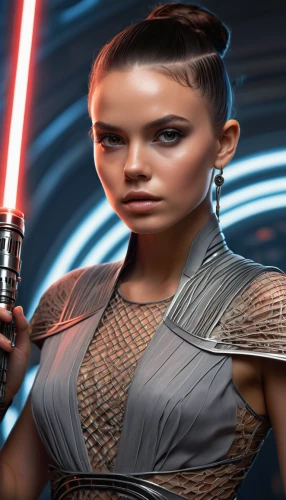 lightsaber,cg artwork,daisy jazz isobel ridley,jedi,clone jesionolistny,princess leia,digital compositing,visual effect lighting,republic,bb8,sw,portrait background,force,empire,laser sword,darth talon,solo,boba,cg,star wars,Photography,General,Sci-Fi