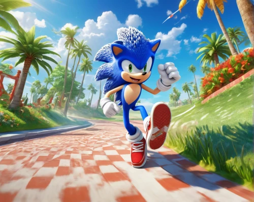 sonic the hedgehog,sega,stroll,running fast,running,full hd wallpaper,strolling,hedgehog child,april fools day background,jog,cartoon video game background,sprinting,free running,3d rendered,game art,edit icon,young hedgehog,3d render,zoom background,sega genesis,Illustration,Japanese style,Japanese Style 19