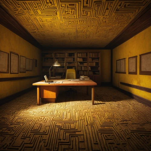 yellow wallpaper,assay office in bannack,penumbra,consulting room,study room,art deco background,computer room,3d render,writing desk,gold wall,danish room,secretary desk,bannack assay office,fallout shelter,conference room,examination room,terracotta tiles,live escape game,3d rendering,seamless texture,Art,Artistic Painting,Artistic Painting 32
