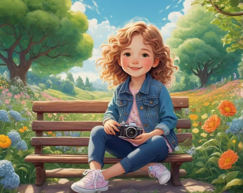 girl in flowers,girl picking flowers,child in park,girl in the garden,girl with tree,girl sitting,children's background,kids illustration,child portrait,girl and boy outdoor,flower painting,springtime background,little girl reading,relaxed young girl,child with a book,world digital painting,portrait background,spring background,beautiful girl with flowers,playing outdoors,Illustration,Realistic Fantasy,Realistic Fantasy 31