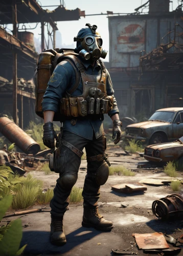 fallout4,fallout,combat medic,wasteland,fresh fallout,post apocalyptic,scrapyard,mute,industries,metal rust,sledge,salvage yard,lost in war,fuze,battlefield,hazmat suit,outbreak,junkyard,coveralls,gas grenade,Illustration,Retro,Retro 20