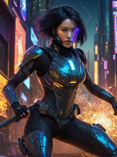 symetra,nova,cg artwork,sci fiction illustration,wasp,cyberpunk,electro,jaya,kryptarum-the bumble bee,renegade,black widow,tracer,x-men,monsoon banner,superhero background,cyborg,bumblebee,widowmaker,neottia nidus-avis,xmen,Illustration,Retro,Retro 20