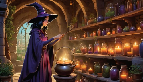 apothecary,candlemaker,potions,wizard,potion,candle wick,magus,witch's hat,witches' hats,witch,witch's house,mage,witch broom,wizards,sorceress,the wizard,witches,dodge warlock,celebration of witches,debt spell,Illustration,Retro,Retro 18