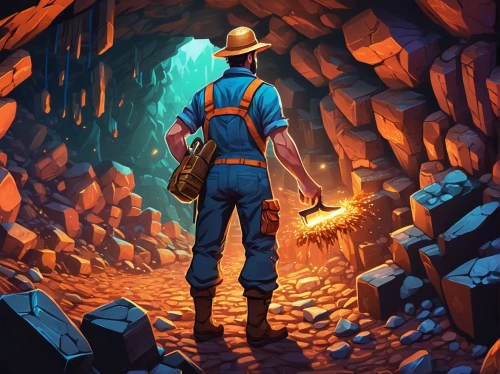 miner,mining,caving,crypto mining,cave tour,geologist,miners,construction worker,blue-collar worker,tradesman,excavation,builder,contractor,engineer,bitcoin mining,bricklayer,gold mining,adventurer,surveyor,pit cave,Illustration,Realistic Fantasy,Realistic Fantasy 39