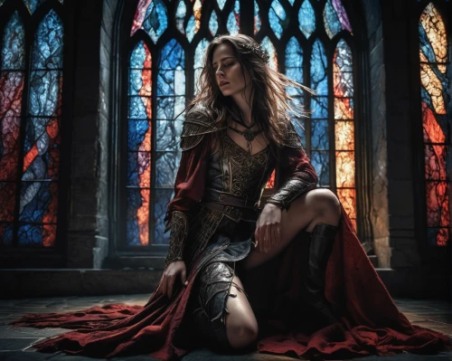 gothic portrait,sorceress,gothic woman,clary,gothic fashion,huntress,elven,seven sorrows,kneeling,vampire woman,the enchantress,heroic fantasy,scarlet witch,kneel,blood church,cloak,dark elf,priestess,maiden,celtic queen,Photography,Artistic Photography,Artistic Photography 02