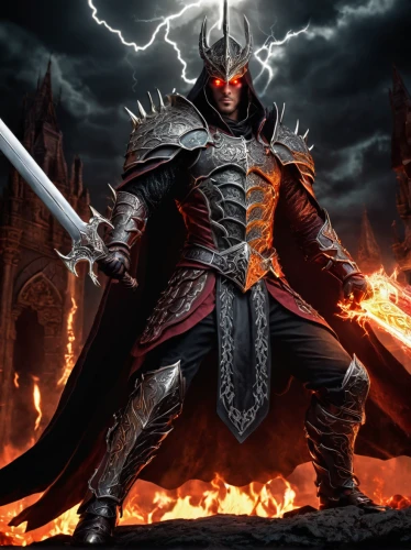 massively multiplayer online role-playing game,god of thunder,heroic fantasy,fire background,templar,warlord,wall,crusader,collectible card game,diablo,shredder,dodge warlock,cleanup,dragon slayer,aaa,death god,destroy,dark elf,iron mask hero,fire master,Conceptual Art,Fantasy,Fantasy 27