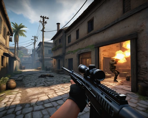 shooter game,crosshair,m4a1 carbine,screenshot,warsaw uprising,submachine gun,first person,free fire,m4a4,cobble,alleyway,snipey,graphics,overpass,m4a1,videogame,combat pistol shooting,pc game,alley,swat,Art,Classical Oil Painting,Classical Oil Painting 16