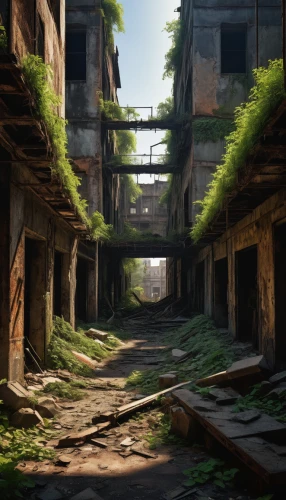 lost place,lostplace,abandoned places,abandoned place,hashima,gunkanjima,lost places,abandoned,derelict,industrial ruin,post-apocalyptic landscape,ruins,alleyway,disused,ruin,post apocalyptic,dilapidated,decay,slums,abandoned building,Art,Classical Oil Painting,Classical Oil Painting 19
