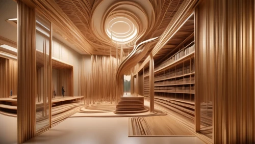 laminated wood,plywood,wooden construction,pipe organ,wooden stairs,wooden sauna,archidaily,winding staircase,woodwork,bookshelves,wood structure,wood floor,wooden planks,interior design,ornamental wood,in wood,patterned wood decoration,circular staircase,wooden,wave wood