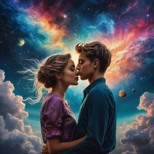 passengers,astronomers,first kiss,celestial bodies,boy kisses girl,honeymoon,the moon and the stars,photo manipulation,media concept poster,valerian,love in air,abduction,space art,astronomer,insurgent,film poster,artists of stars,sci fiction illustration,photoshop manipulation,vintage boy and girl,Photography,General,Fantasy