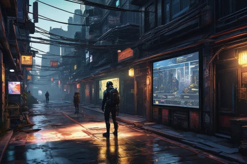 alleyway,cyberpunk,kowloon city,alley,blind alley,old linden alley,atmosphere,evening atmosphere,kowloon,black city,game art,street scene,narrow street,concept art,weather-beaten,atmospheric,walking in the rain,evening city,wanderer,lamplighter,Photography,Fashion Photography,Fashion Photography 12