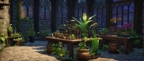 apothecary,potted plants,dandelion hall,fairy village,fairy house,druid grove,plant community,bamboo plants,flower shop,garden of plants,plant pots,castle iron market,plants growing,elven forest,potions,witch's house,devilwood,culinary herbs,house plants,plants in pots,Illustration,Retro,Retro 26