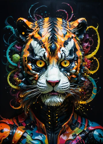 neon body painting,tiger,asian tiger,bodypainting,a tiger,wild cat,psychedelic art,tigerle,royal tiger,body painting,tiger png,feline,tiger cat,tigers,liger,tiger head,lion - feline,animal feline,bodypaint,circus animal,Illustration,Abstract Fantasy,Abstract Fantasy 19