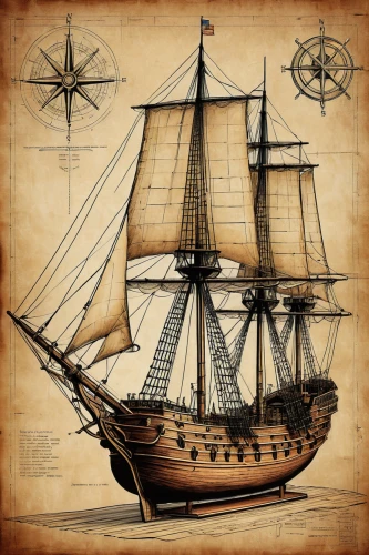 galleon ship,caravel,east indiaman,sail ship,carrack,full-rigged ship,sea sailing ship,steam frigate,sailing ship,sloop-of-war,barquentine,trireme,tallship,galleon,three masted sailing ship,sailing ships,compass rose,sailing vessel,mayflower,naval architecture,Art,Artistic Painting,Artistic Painting 09