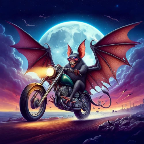 motorcycle,motorbike,seat dragon,little red flying fox,motorcycles,biker,motorcyclist,heavy motorcycle,motorcycle racer,rider,bat,motorcycling,fantasy picture,scooter riding,charizard,black motorcycle,ride,trike,motor-bike,fantasy art