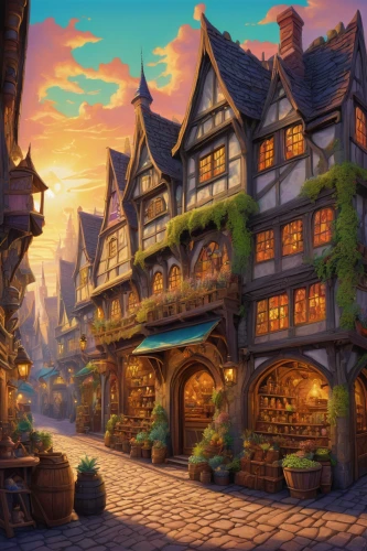 medieval town,knight village,aurora village,half-timbered houses,medieval street,alpine village,old town,tavern,wooden houses,oktoberfest background,colmar,crooked house,medieval architecture,escher village,old city,half-timbered house,cobblestone,colmar city,wine tavern,spa town,Conceptual Art,Daily,Daily 15