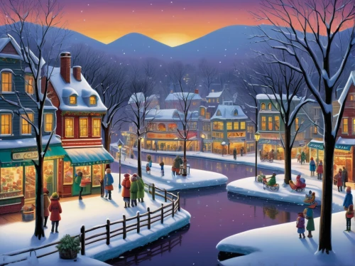christmas landscape,christmas town,winter village,snow scene,snow landscape,winter landscape,aurora village,christmas scene,snowy landscape,vermont,christmas snowy background,the holiday of lights,winter wonderland,night scene,christmas snow,christmas village,winter background,resort town,new england,advent market,Illustration,Children,Children 05