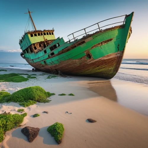 shipwreck,shipwreck beach,ship wreck,old wooden boat at sunrise,the wreck of the ship,abandoned boat,boat landscape,rescue and salvage ship,seagoing vessel,boat on sea,rotten boat,boat wreck,wooden boat,fishing boat,fishing vessel,sunken ship,fishing trawler,old ship,low tide,digging ship,Photography,General,Realistic