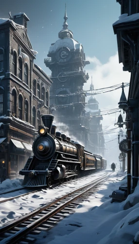 merchant train,railroads,frozen tears on railway,steam locomotives,snow scene,snow tracks,choo choo train,the train,snow bridge,snowplow,santa claus train,steam train,freight trains,railroad,snowy landscape,freight train,railtrack,reichsbahn,hamelin,midnight snow,Conceptual Art,Sci-Fi,Sci-Fi 23