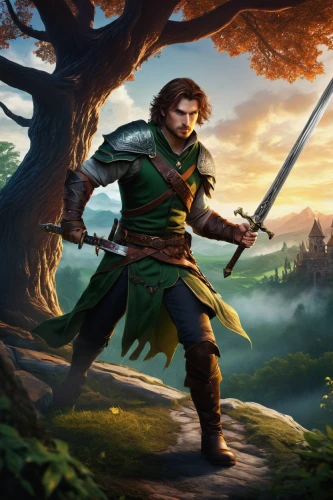 robin hood,heroic fantasy,merida,tyrion lannister,jrr tolkien,male elf,quarterstaff,dwarf sundheim,hobbit,fantasy picture,massively multiplayer online role-playing game,patrol,thorin,hobbiton,aa,bow and arrows,fantasy art,aaa,the wanderer,bard,Illustration,Realistic Fantasy,Realistic Fantasy 15