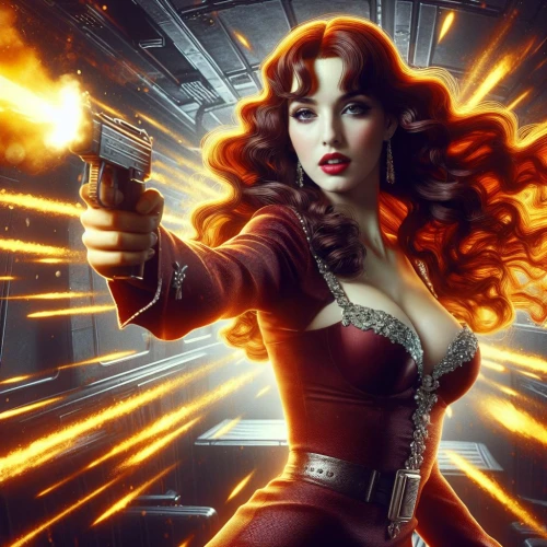 scarlet witch,fiery,woman holding gun,femme fatale,wonderwoman,girl with gun,fire angel,cg artwork,girl with a gun,wonder woman,retro woman,dynamite,fire siren,candela,fire background,black widow,holding a gun,mary jane,katniss,bang