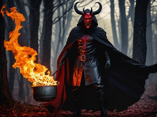 devil,fire devil,pagan,flickering flame,dodge warlock,krampus,satan,death god,walpurgis night,lucifer,daemon,grimm reaper,fire master,the devil,cauldron,maul,dark elf,paganism,fantasy picture,spawn,Illustration,Retro,Retro 15