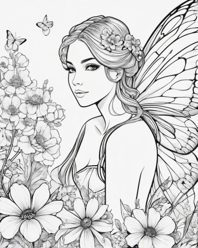 angel line art,vanessa (butterfly),flower fairy,faerie,faery,garden fairy,cupido (butterfly),fairy,rosa ' the fairy,fairy queen,little girl fairy,rosa 'the fairy,coloring page,fae,child fairy,flower line art,julia butterfly,hesperia (butterfly),limenitis camilla,lineart,Illustration,Vector,Vector 01