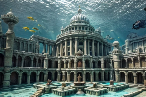 underwater playground,sunken church,underwater landscape,cube sea,aquarium,house of the sea,atlantis,aquariums,underwater world,underwater oasis,acquarium,ocean underwater,underwater background,marine tank,water castle,aquarium decor,coral reef,sealife,aquatic animals,aquatic life