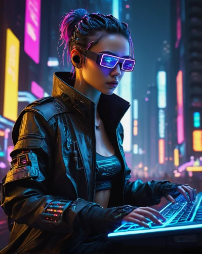 cyberpunk,cyber glasses,cyber,girl at the computer,futuristic,neon human resources,hacking,night administrator,cyberspace,operator,tracer,sci fiction illustration,80s,computer addiction,women in technology,computer freak,dystopian,coder,hacker,computer graphics,Photography,Documentary Photography,Documentary Photography 29