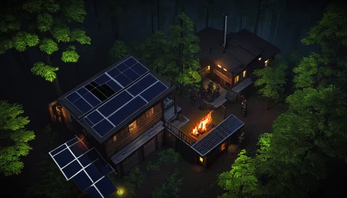 house in the forest,tree house,tree house hotel,solar cell base,treehouse,inverted cottage,cube house,and power generation,solar panels,cubic house,solar power plant,house roofs,earth station,house in mountains,mining facility,log home,blockhouse,house in the mountains,small house,research station,Art,Classical Oil Painting,Classical Oil Painting 03