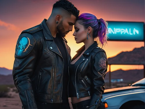 pompadour,mohawk,couple goal,mohawk hairstyle,lincoln cosmopolitan,infiniti,beautiful couple,black couple,loving couple sunrise,jacket,leather jacket,denim jacket,neon arrows,photomanipulation,cyberpunk,punk,bolero jacket,cosmopolitan,pomade,asphalt,Photography,Artistic Photography,Artistic Photography 15