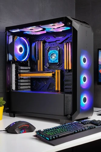 fractal design,pc,pc tower,computer workstation,lures and buy new desktop,desktop computer,muscular build,computer case,rig,corsair,dark blue and gold,ryzen,pc speaker,techno color,rendering,one crafted,computer cooling,colorful glass,purple and gold,barebone computer,Illustration,Japanese style,Japanese Style 06