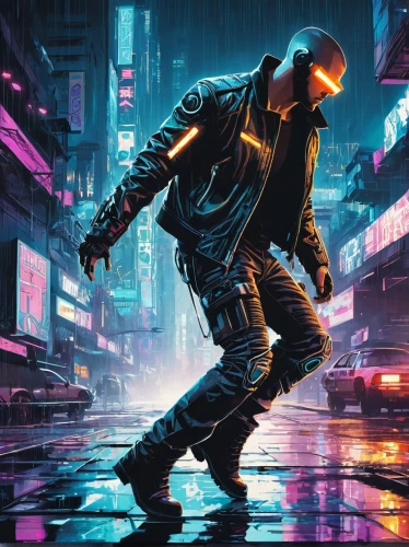 cyberpunk,80s,pedestrian,matrix,futuristic,daredevil,sci fiction illustration,cyber,renegade,electro,mute,pandemic,3d man,game art,disco,cybernetics,terminator,dystopian,elektroboot,80's design,Illustration,Vector,Vector 01