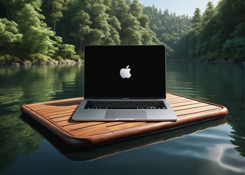 macbook pro,apple macbook pro,apple desk,macbook,wooden mockup,springboard,floating on the river,raft,imac,laptop accessory,apple design,laptop,perched on a log,apple icon,wooden boat,canoe,dugout canoe,wood grain,wooden desk,wooden board,Illustration,Vector,Vector 12
