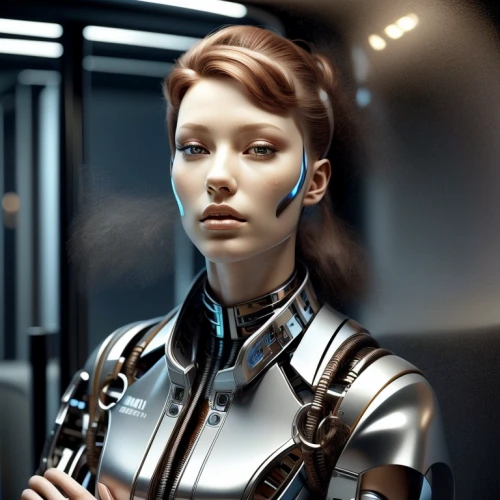 cyborg,wearables,cybernetics,futuristic,scifi,humanoid,biomechanical,women in technology,sci fi,robot in space,sci-fi,sci - fi,chrome steel,artificial intelligence,robotic,industrial robot,ai,streampunk,space-suit,artificial hair integrations
