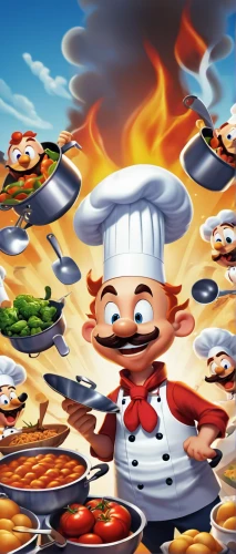 chef,men chef,cooking book cover,chef hat,chef hats,cooktop,pizza supplier,cooking show,fire background,food and cooking,cooks,chefs,cartoon video game background,cookery,red cooking,chef's hat,cook,pastry chef,restaurants online,ratatouille,Illustration,Retro,Retro 18
