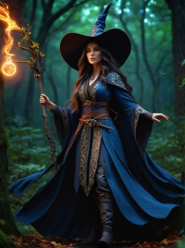 sorceress,blue enchantress,fantasy picture,celebration of witches,the enchantress,dodge warlock,the witch,fantasy art,mage,fantasy woman,witch,wizard,witches,fantasy portrait,witch ban,witch broom,summoner,magic grimoire,witch's hat,mystical portrait of a girl,Conceptual Art,Fantasy,Fantasy 30