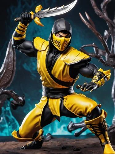 scorpion,cartoon ninja,ninjago,kryptarum-the bumble bee,yellow and black,shaolin kung fu,wu,actionfigure,game figure,heath-the bumble bee,aa,swordsman,x-men,yellow hammer,3d figure,wolverine,bumblebee,defense,swordsmen,cleanup,Illustration,Abstract Fantasy,Abstract Fantasy 13