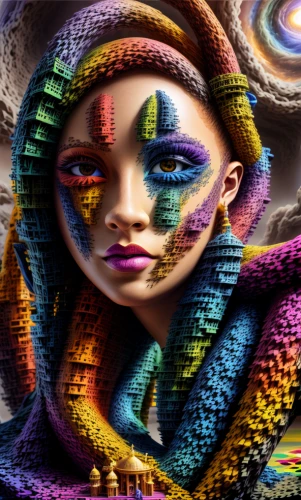 psychedelic art,bodypainting,fantasy art,world digital painting,fractals art,colorful spiral,body painting,shamanic,image manipulation,shamanism,digiart,psychedelic,hallucinogenic,chalk drawing,mystical portrait of a girl,bodypaint,digitalart,art painting,spiral background,fantasy portrait