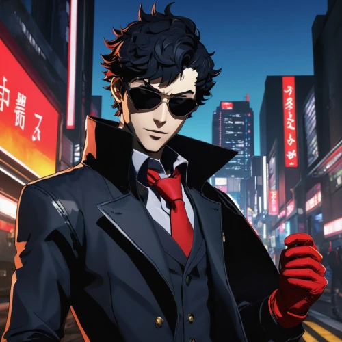 yukio,persona,detective,stylish boy,anime japanese clothing,business man,cg artwork,anime 3d,carmine,spy visual,navy suit,dark suit,shinjuku,anime cartoon,negroni,would a background,suit,ren,the suit,gangstar,Conceptual Art,Daily,Daily 34