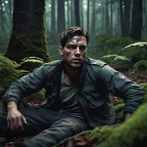 lost in war,forest man,steve rogers,fury,wilderness,tarzan,undergrowth,gale,green jacket,the law of the jungle,allied,digital compositing,farmer in the woods,the fallen,war correspondent,aaa,fjord,free wilderness,pinewood,woodsman,Photography,Fashion Photography,Fashion Photography 05