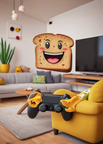 mobile video game vector background,android tv game controller,home game console accessory,3d render,bread spread,3d rendered,toast,crispbread,food icons,danbo cheese,game art,sandwich toaster,cartoon video game background,3d rendering,pie vector,emojicon,video game controller,gamepad,modern decor,butterbrot,Illustration,Retro,Retro 02