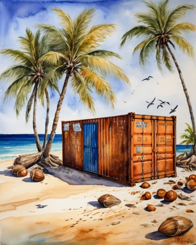 beach hut,beach landscape,fisherman's hut,huts,boat shed,wooden hut,beach huts,south pacific,garden shed,cuba beach,tropical beach,sheds,caribbean beach,beach scenery,floating huts,tropical sea,straw hut,colored pencil background,camper on the beach,beach tent,Illustration,Paper based,Paper Based 24