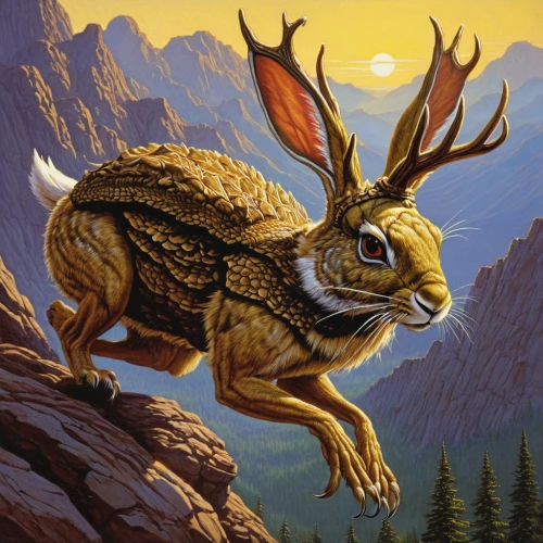 jackalope,steppe hare,mountain cottontail,wild hare,hare of patagonia,antelope jackrabbit,jackrabbit,brown hare,hares,field hare,rabbits and hares,brown rabbit,jack rabbit,hare,leveret,female hares,audubon's cottontail,european brown hare,snowshoe hare,black tailed jackrabbit,Illustration,American Style,American Style 07